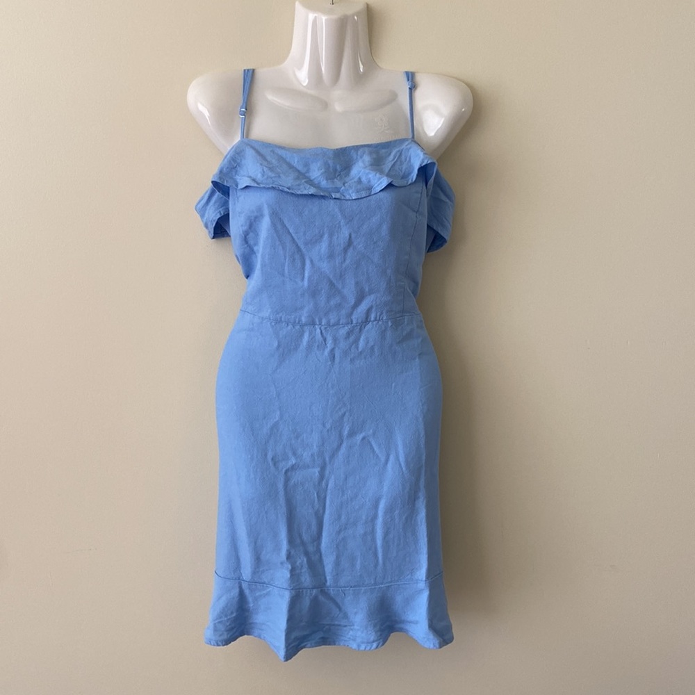 GB cerulean blue spaghetti strap flounce dress, girls XL